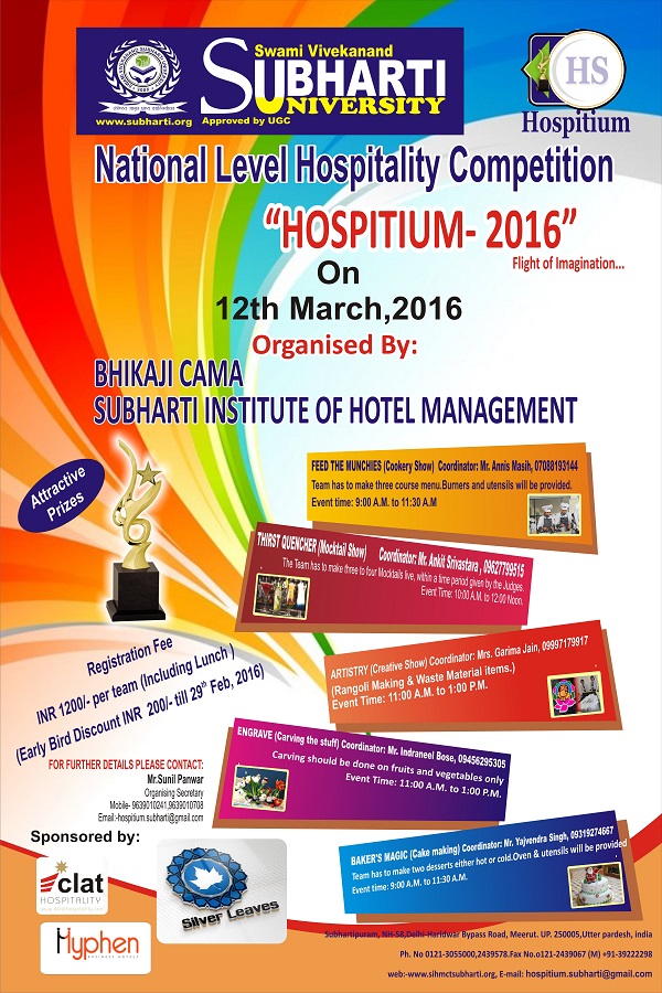 Subharti Institute Hospitium Hospitality Competition 2016 National